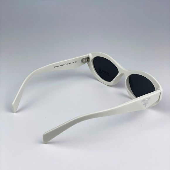 Prada PR26ZS 17K08Z Sunglasses Talc White Dark Grey Oval Women - Picture 11 of 14